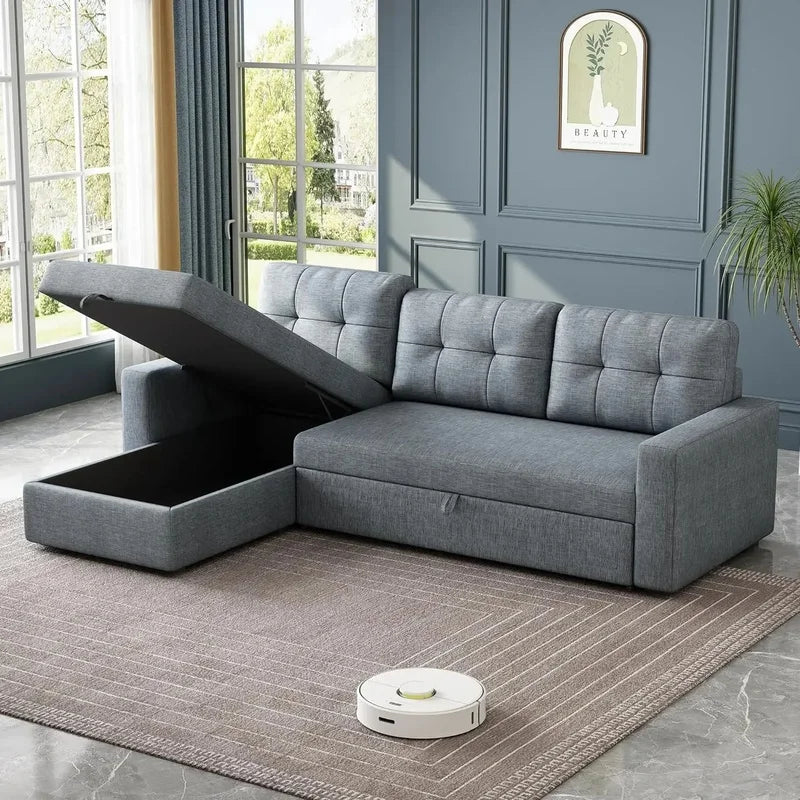 Convertible Sofa Bed with 3 Cushions, Breathable Fabric for Living Room, Apartments, and Offices Furniture.
