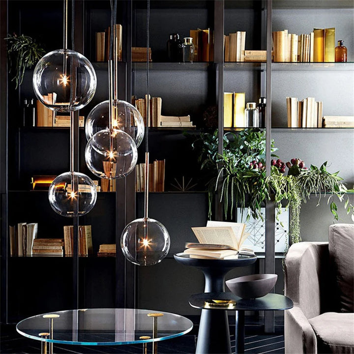 Nordic Clear Glass Pendant Lights Globe Chrome Glass Ball Pendant Lamp Dining Room Kitchen Hanging Lamp decor lighting fixtures