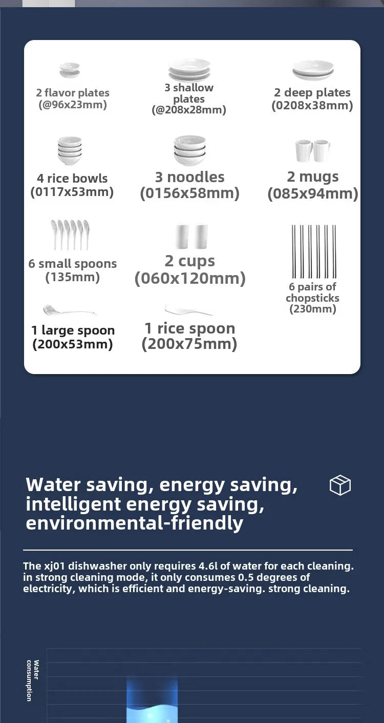 Household Dishwasher Automatic Desktop Installation-free Mini Small UV Disinfection Storage Integrated Smart