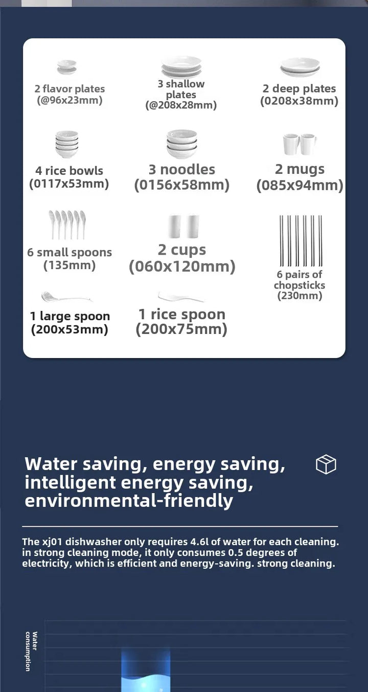 Household Dishwasher Automatic Desktop Installation-free Mini Small UV Disinfection Storage Integrated Smart