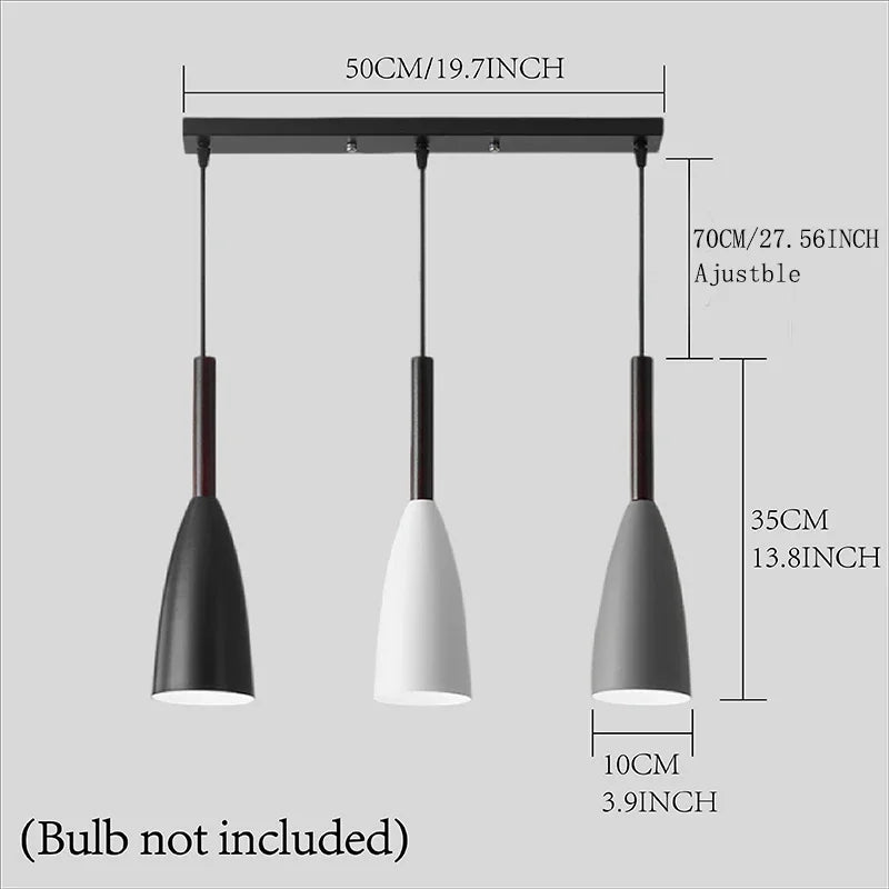 Nordic Style Simple Modern Single Head Three Head Home Black and White Gray Restaurant Lamp Bedroom Lamp Bar Small Chandelier