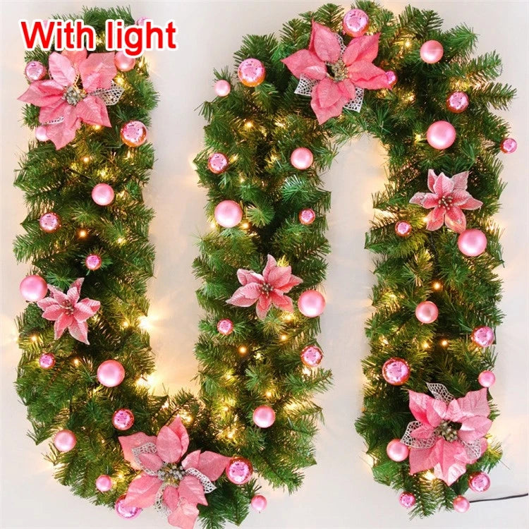 270cm Christmas LED Rattan Garland Decorative For Staircase Fireplace Christmas Decoration Xmas Tree Rattan Banner Home Pendant