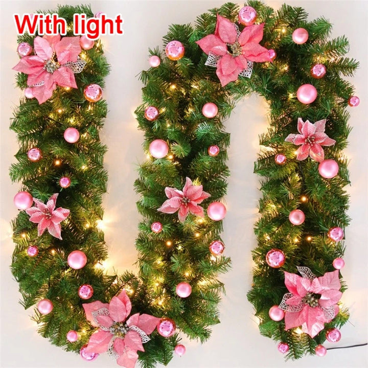 270cm Christmas LED Rattan Garland Decorative For Staircase Fireplace Christmas Decoration Xmas Tree Rattan Banner Home Pendant