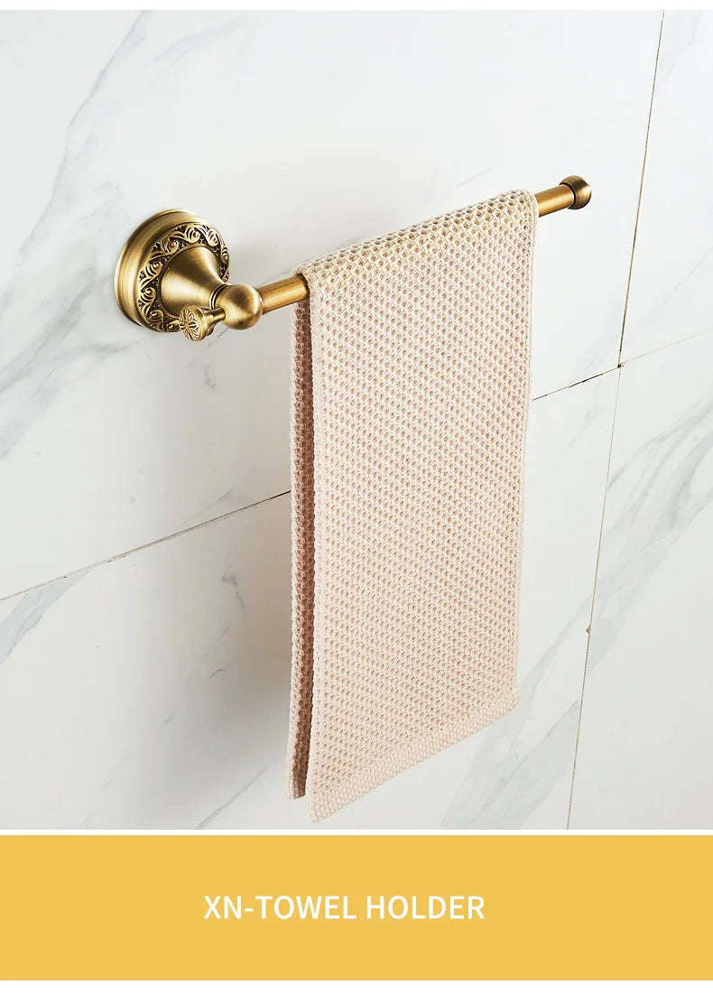 ELLEN Antique Bronze Bathroom Hardware Set Adjust Towel Rack Towel Holder Toilet Paper Holder Robe Hook EL2001A