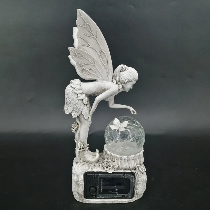 The FARCENT decorative garden crystal ball girl resin statue comes with a built-in solar lamp and is an exquisite handicraft.