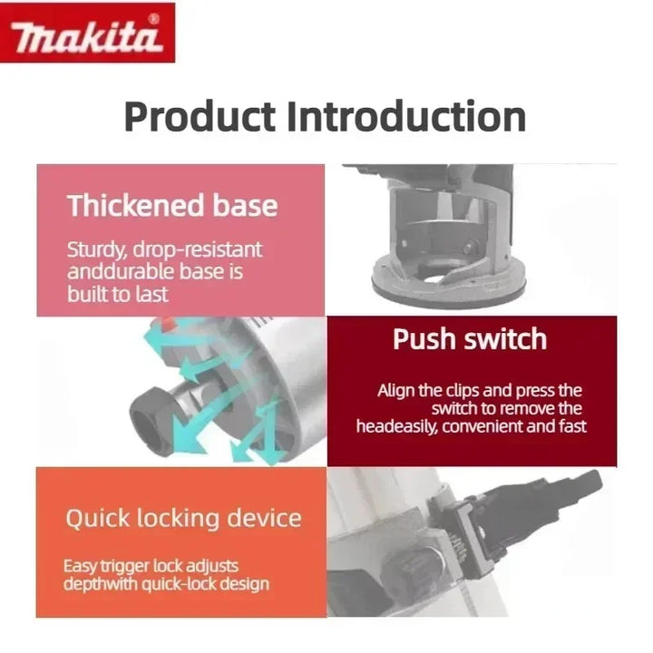 Makita DRT52 18V LXT Brushless Trim Lith‑ion Powered Woodworking Milling Tool 6.0Ah Battery For Wood Edge Trimming & Grooving