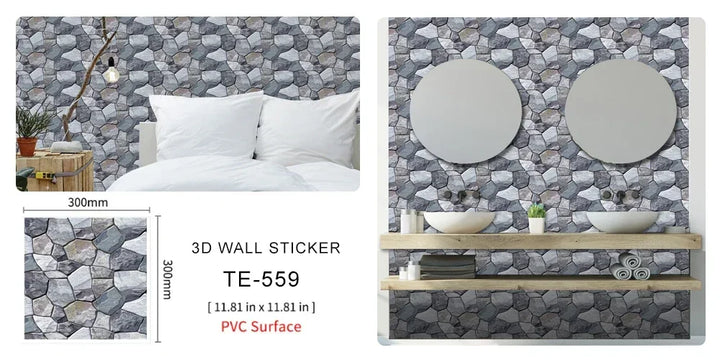 10/20PCS Imitation Brick Tile cobblestone Wall Stickers Water and Oil Proof for Kitchen Restaurant Tea room Relaxation area etc.