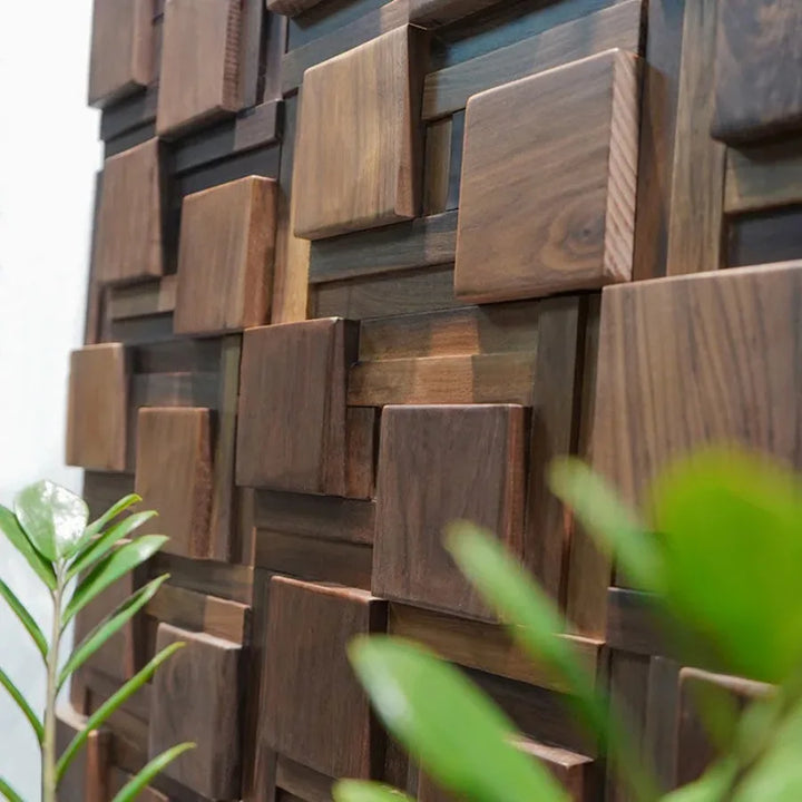 Black Walnut Log Solid Wood Mosaic Tile Square Mosaic Background Sofa TV Background Wall Decoration Art Acoustic Diffuser Panel