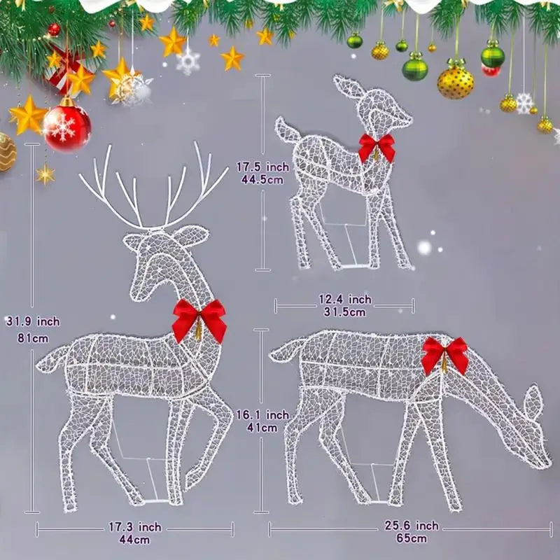 LED Light Iron Art Elk Deer Lighted Christmas Deer Glowing Glitter Reindeer Christmas Garden Decor Xmas Home Outdoor Yard Decor
