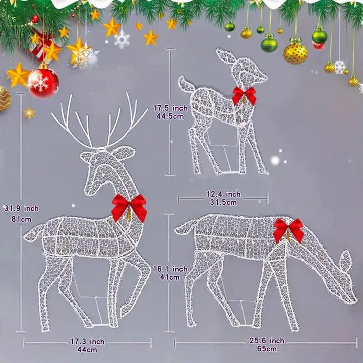 LED Light Iron Art Elk Deer Lighted Christmas Deer Glowing Glitter Reindeer Christmas Garden Decor Xmas Home Outdoor Yard Decor