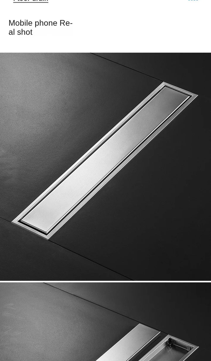 Luxury Hidden 304 Stainless Steel Rectangular Floor Drain Bathroom Toilet Drain Anti-Odor Filter Hair Extended Floor Drain