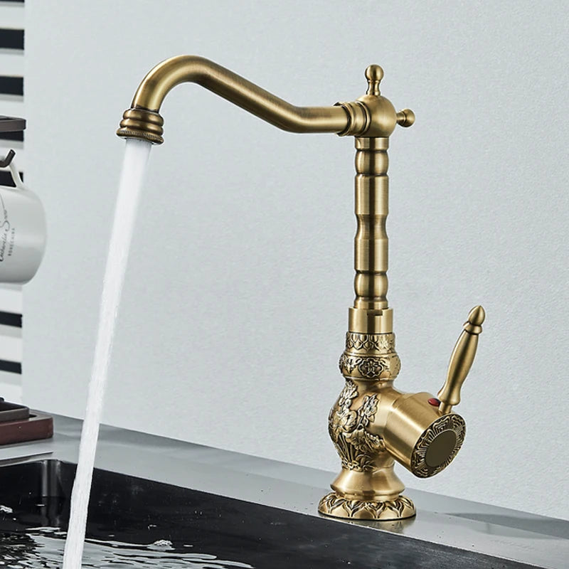 Shinesia Black Bronze Gourmet Kitchen Faucet Deck Mounted Bathroom Basin Sink Hot and Cold Water Mixer Taps