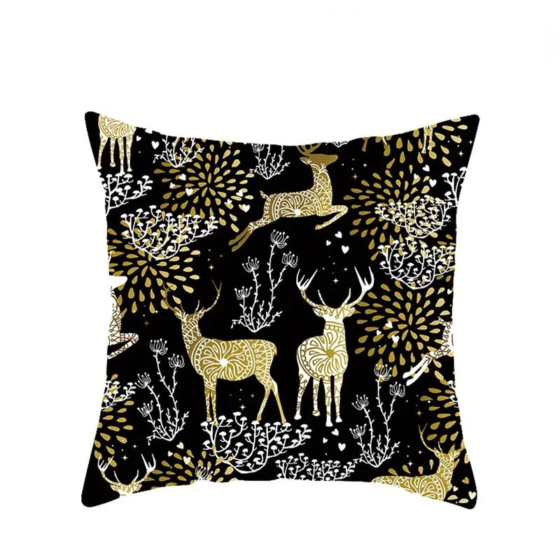 1pcs/set Christmas Black Gold Cushion Cover Merry Christmas Decorations for Home