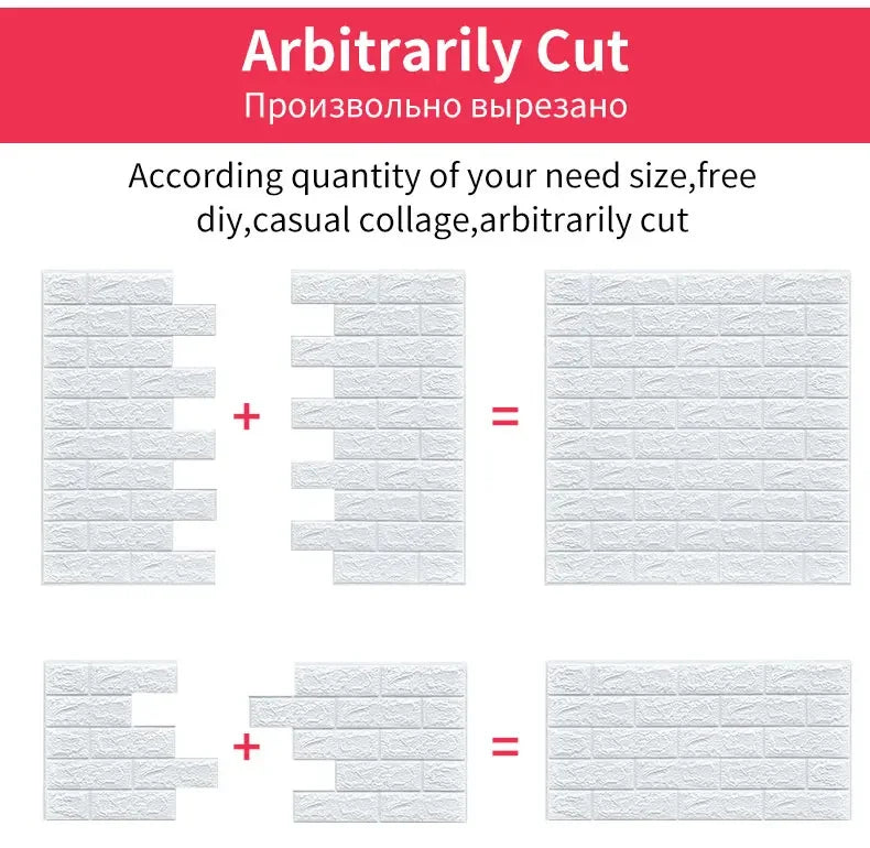 20pcs 35m*38.5cm 3DWall Sticker Solid Color Faux Brick Bedroom Home Decor Waterproof Self Adhesive DIY Living Room Wallpaper