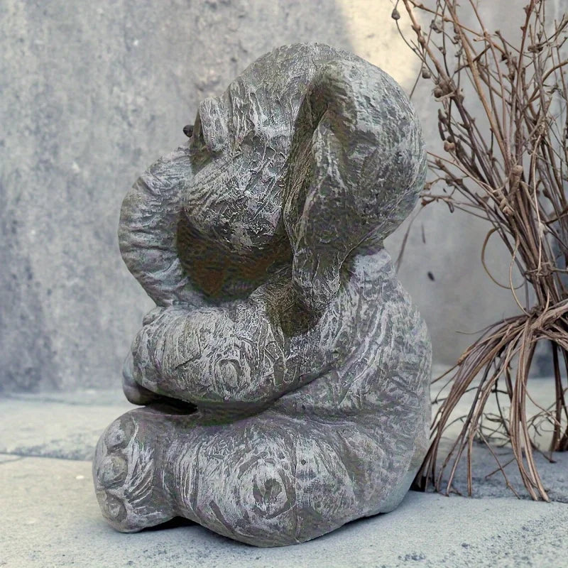 Cute Elephant Statue for Outdoor Decoration, Resin Craft Sculpture for Garden, Patio, Balcony, Outdoor Animal Living Room Decor