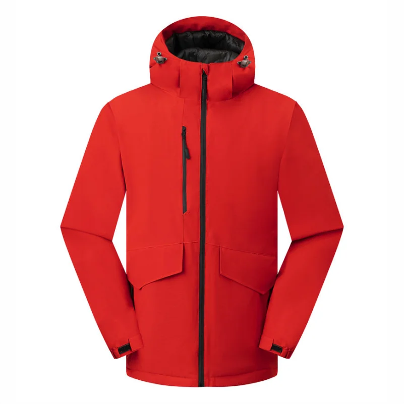 Winter Jacket Custom Logo Thick Velvet Warm Coat Men Women Windproof Hooded Outdoor Casual Mountaineering Overcoat ELIKE