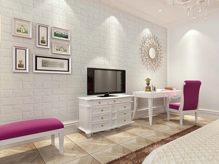 20pcs 35m*38.5cm 3DWall Sticker Solid Color Faux Brick Bedroom Home Decor Waterproof Self Adhesive DIY Living Room Wallpaper