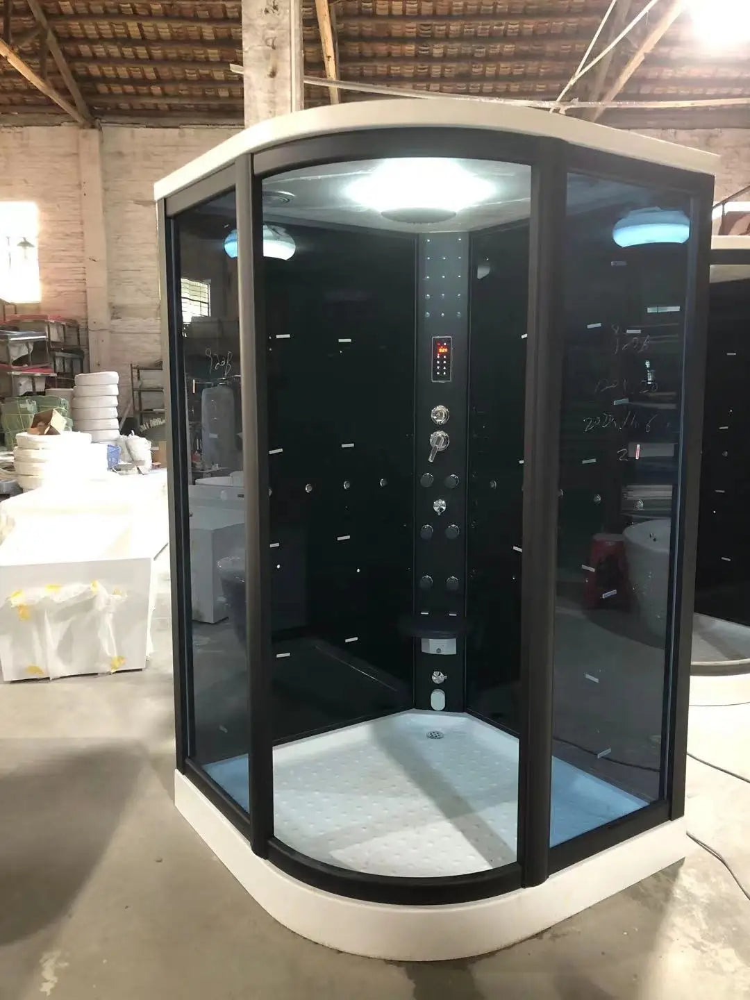 Arc fan swing door overall intelligent luxury steam sauna shower room waterproof wet and dry separation