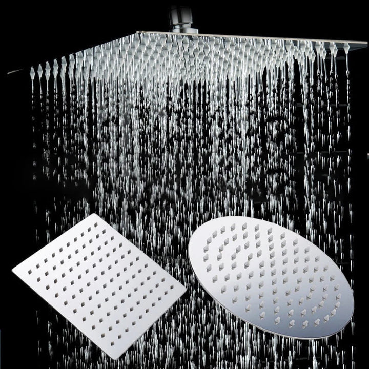 4/6/8/10/12 Inch Pressurized Rain Shower Head Stainless Steel Square Round Rain Shower Head Large Water Outlet Shower Head