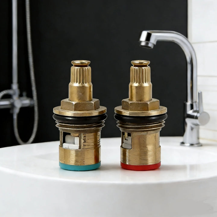 1/2pc Universal Replacement Tap Valves Brass Ceramic Disc Cartridge Inner Faucet Valve for Bathroom, Clockwise or Anti-clockwise