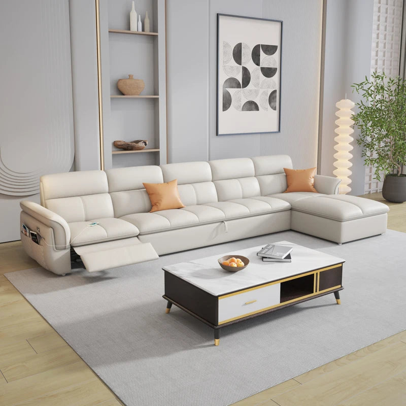 Cozy Genuine Leather Sofa Modern Designer Electric Reclining Lounge Sofa
