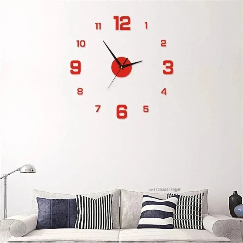 2024 Modern Design Wall Clock 3D DIY Quartz Clocks Fashion Watches Acrylic Mirror Stickers Living Room Home Decor