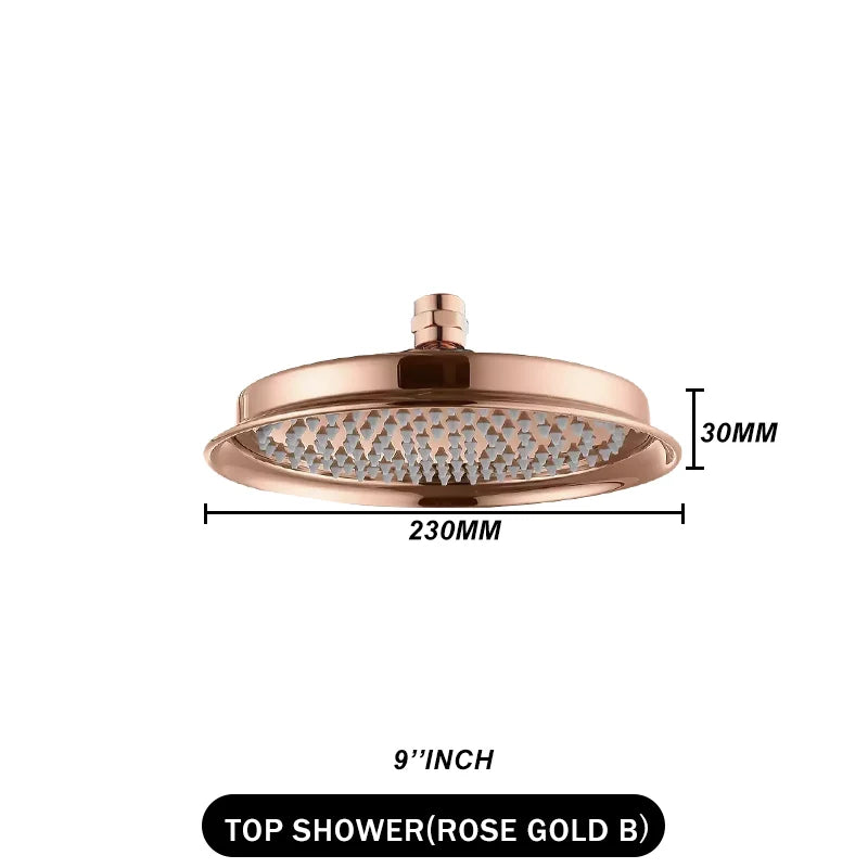 Brass Golden Rainfall Shower Head Rose Gold Handheld Shower Bathroom