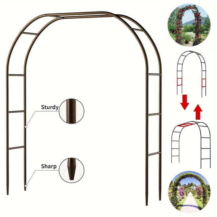 Large Metal Garden Arch100Inch Gothic Wedding Flower Stand Heavy Duty Steel Frame Outdoor Lawn Climbing Frame1-2pc