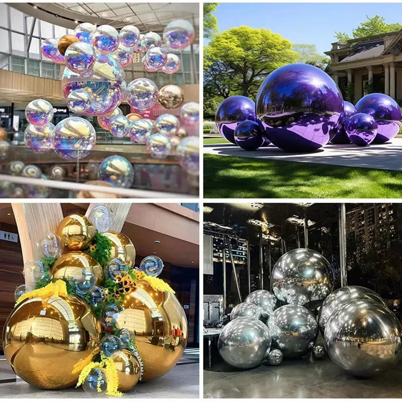 Inflatable Mirror Ball Set - Giant Sealed Shiny Reusable Balls for Wedding, Outdoor Pool Party & Nightclub Decor
