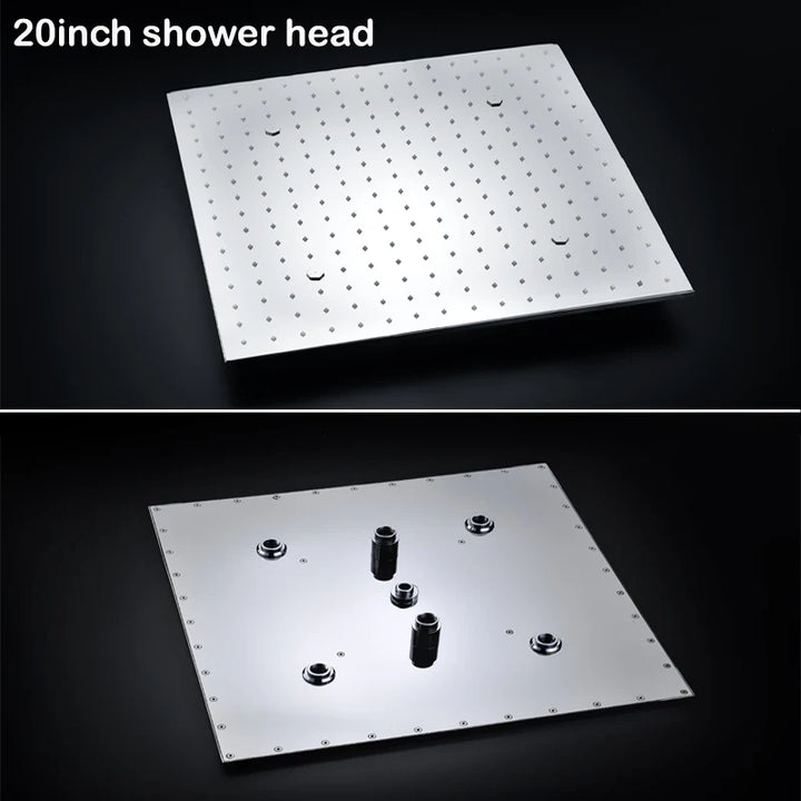 hm Modern LED Shower Set 20Inch Ceiling Mist Rainfall Shower Head System Bathroom Thermostatic Shower Faucets Massage Body Jets
