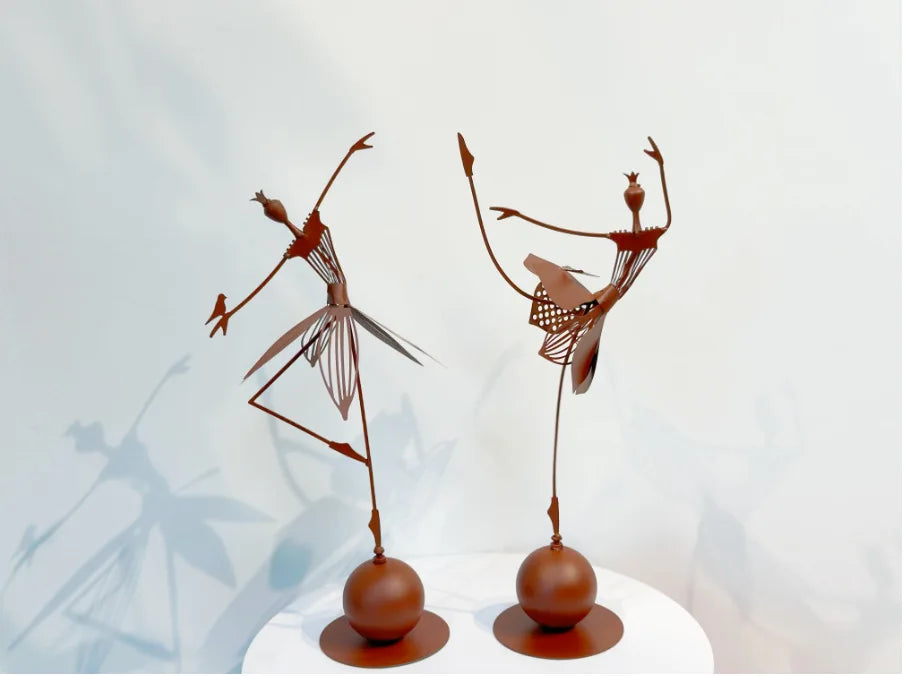 Metal wrought iron dancing girl ornament butterfly girl, bird girl
