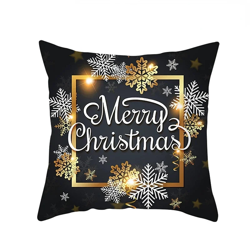 1pcs/set Christmas Black Gold Cushion Cover Merry Christmas Decorations for Home