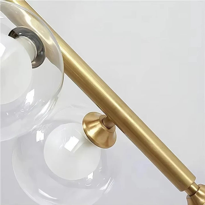 Modern Chandelier Pendant Light 8-Lights Gold & White Glass Pendant Lighting Globe Dining Light Fixture for Living Room Kitchen