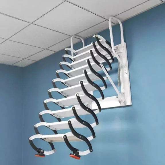 Outdoor Wall-mounted Telescopic Step Ladder carbon steel Lift Ladders for Home Indoor Space-saving Attic Telescopic Staircase
