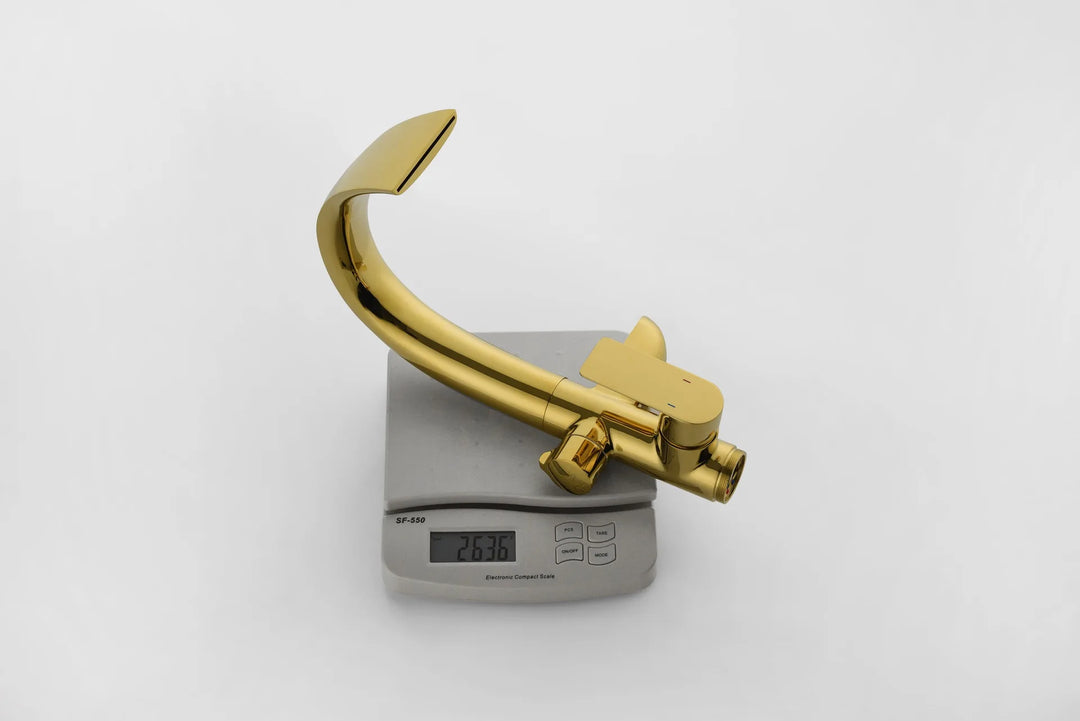 Floor Stand Waterfall Bathtub Faucet Solid Brass Bathroom Bathtub Water Mixer with Hand Shower in Brushed Rose Gold, Black, Gold