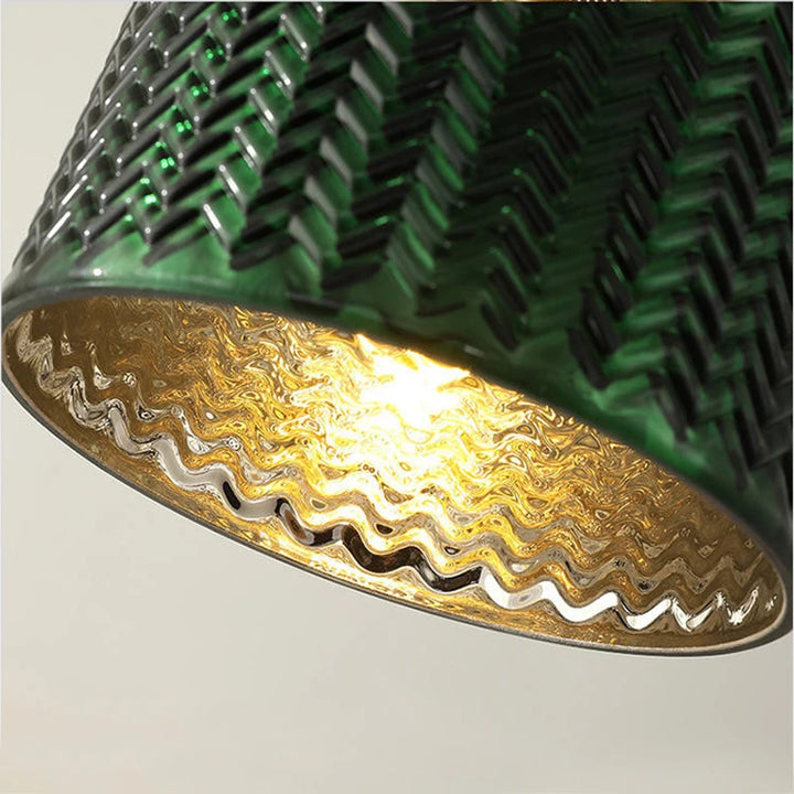 Suspension Green Stripe Glass Chandelier E27 Restaurant Pendant Light For Dining Room Kitchen Cafe Bedside Hanging Lamp Fixtures