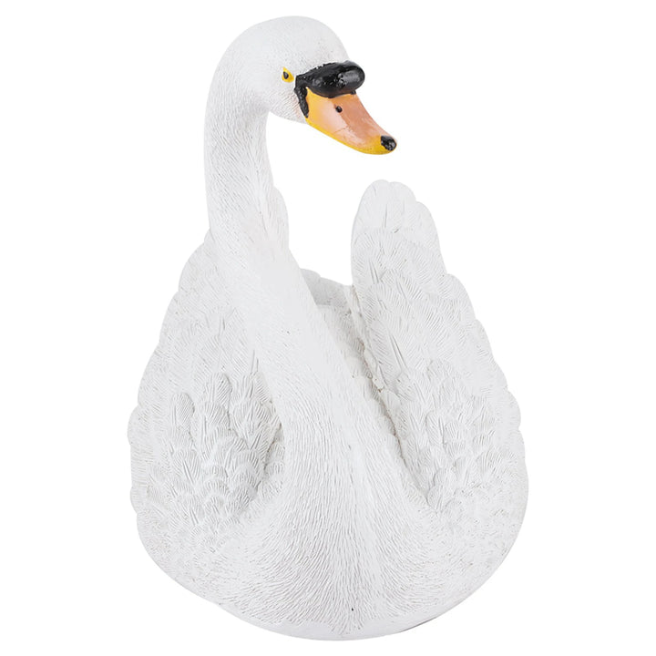 Resin Swan Sculpture Floating White Swan Figurine Ornament For Yard Garden Decor