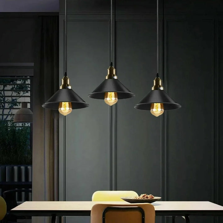 JOYINLED Industrial Chandelier Vintage Retro Black Pendant Light Shade Loft Iron Umbrella Kitchen Bar Hanging Ceiling Light