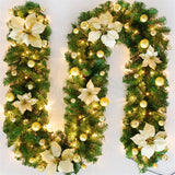 2.7m Rattan With LED Flower Garland Wreath For Doors Hanging Christmas Ornaments Artificial Xmas Tree Christmas Decoration 2023