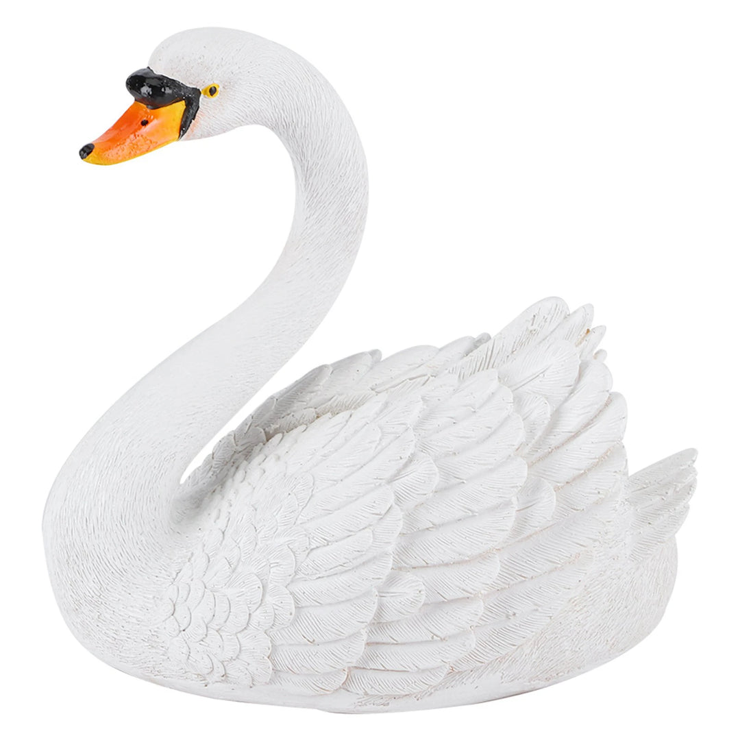 Resin Swan Sculpture Floating White Swan Figurine Ornament For Yard Garden Decor