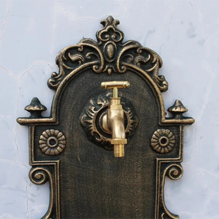 Antique Gold Cast Iron Wall Mounted Hand Sink Farm House Home Garden Decor Heavy Metal Wash Stand