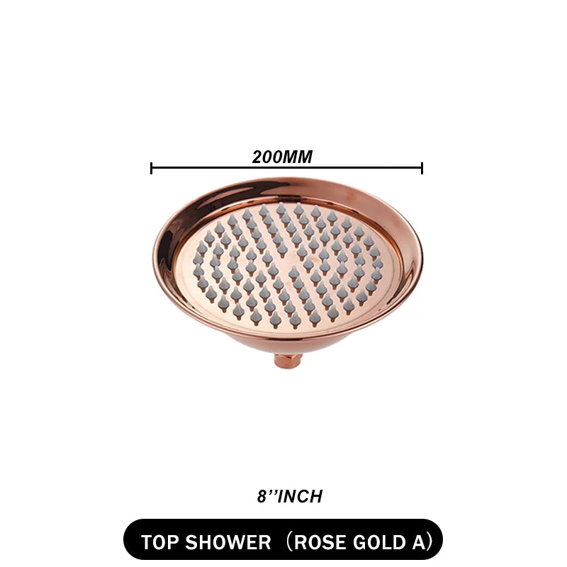Brass Golden Rainfall Shower Head Rose Gold Handheld Shower Bathroom