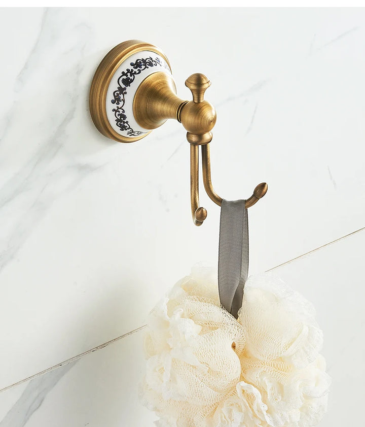 ELLEN Antique Bronze Bathroom Hardware Set Adjust Towel Rack Towel Holder Toilet Paper Holder Robe Hook EL2001A