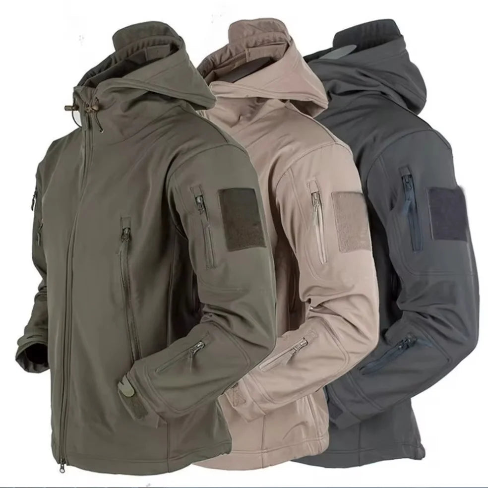 Shark Skin Soft Shell Jackets Men  Windproof Waterproof Jacket Hooded Bomber Coats