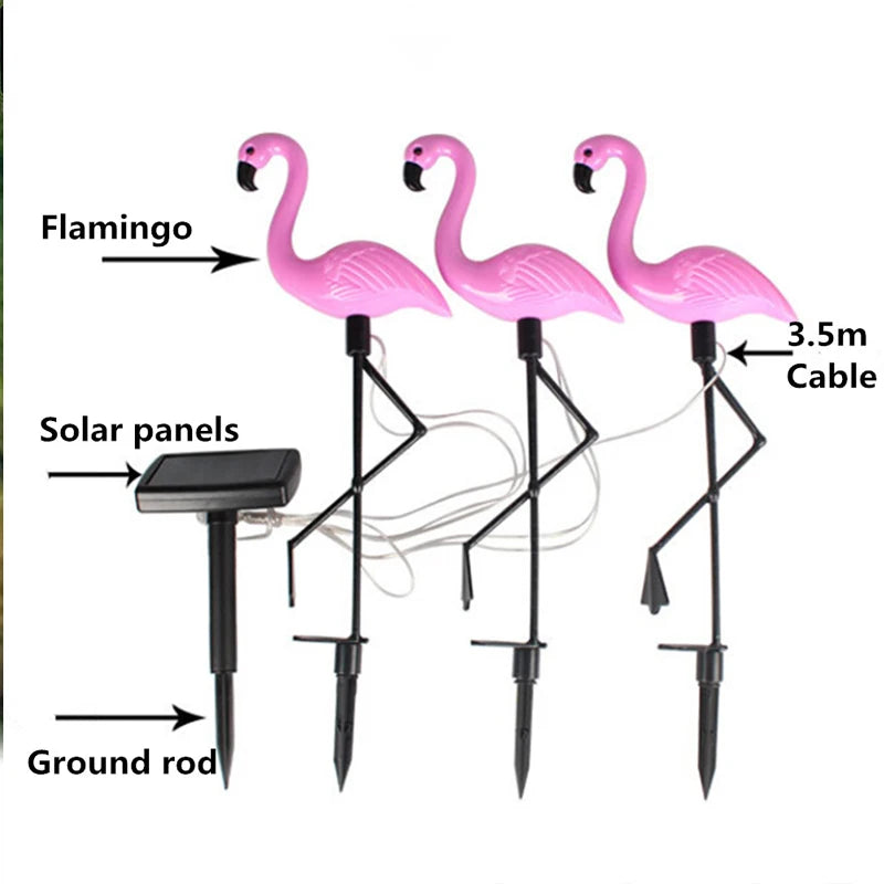 1/3Pcs Solar LED Light Flamingo Lawn Light Garden Light Outdoor Waterproof Pink Flamingo Lights Landscape Lighting Garden Decor