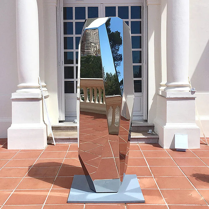 Stainless Steel Geometric Block Surface Stone, Park, Green Forest, Square, Garden, Hotel Mall, Office, Building, Sculpture Ornam