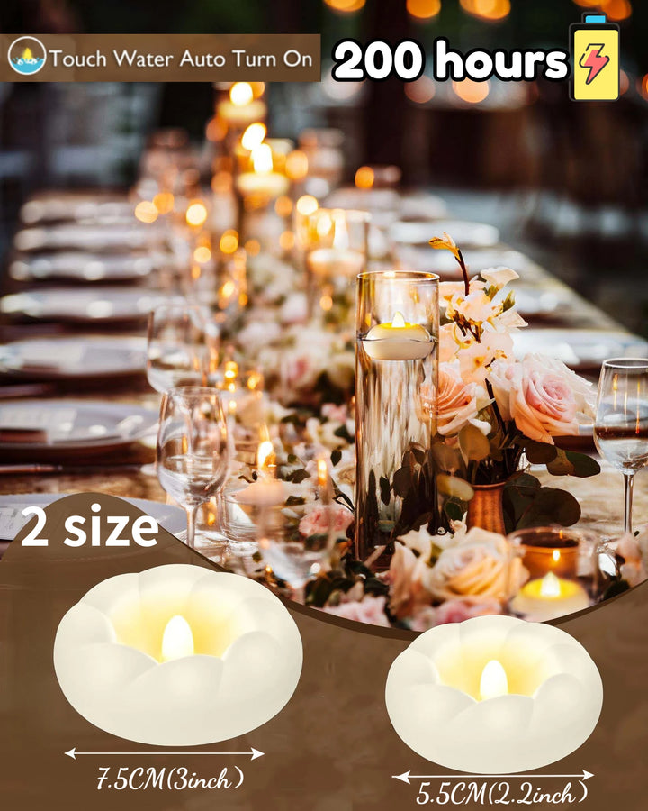 12-100PCS Flameless Floating Candles for Centerpieces Wedding LED Tealight 5.5/7.5CM Battery Operate Float Candle Pool Spa Decor