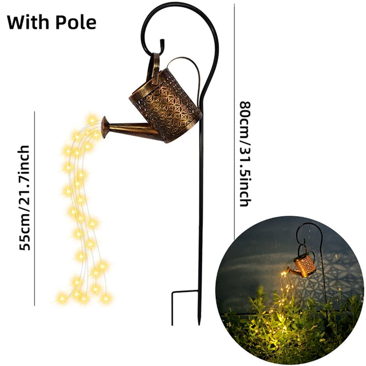 Solar Watering Can Light Hanging Kettle Lantern Light Waterproof Garden Decor