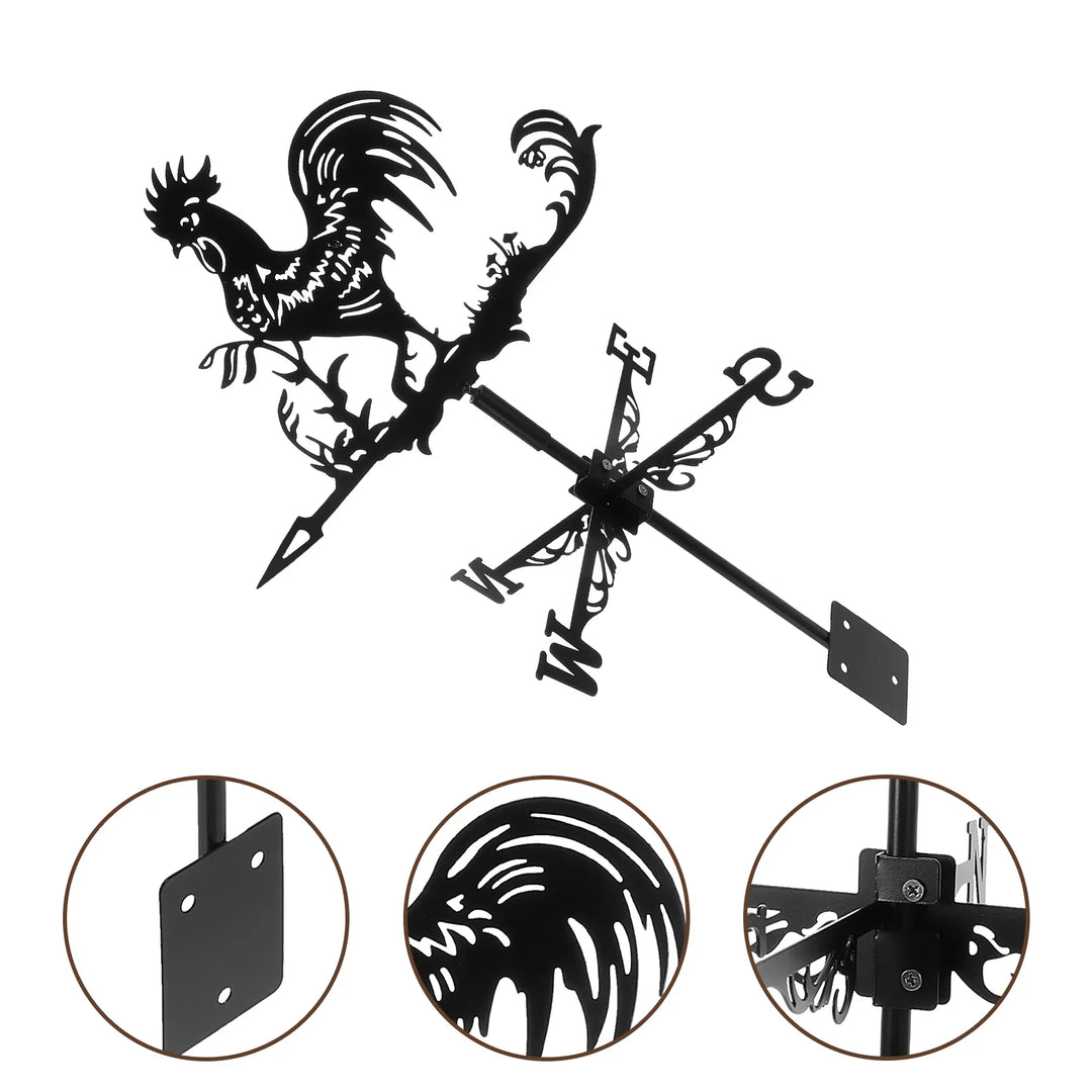 Weathervane, Metal Outdoor Garden Ironwork, Roof Courtyard Garden Decoration, Creative Furniture Chicken, Witch, Housewares New