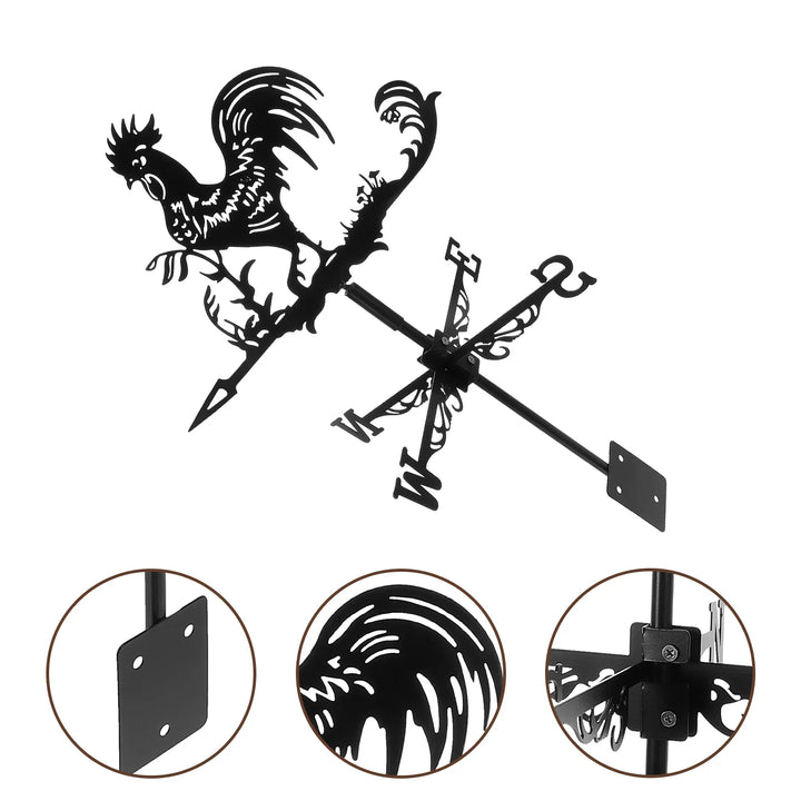 Weathervane, Metal Outdoor Garden Ironwork, Roof Courtyard Garden Decoration, Creative Furniture Chicken, Witch, Housewares New